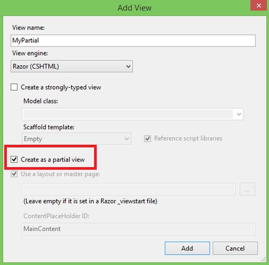 create as a partial view